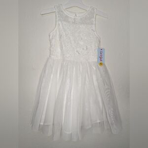 NWT Cat & Jack Girls Off White Party Dress Size M